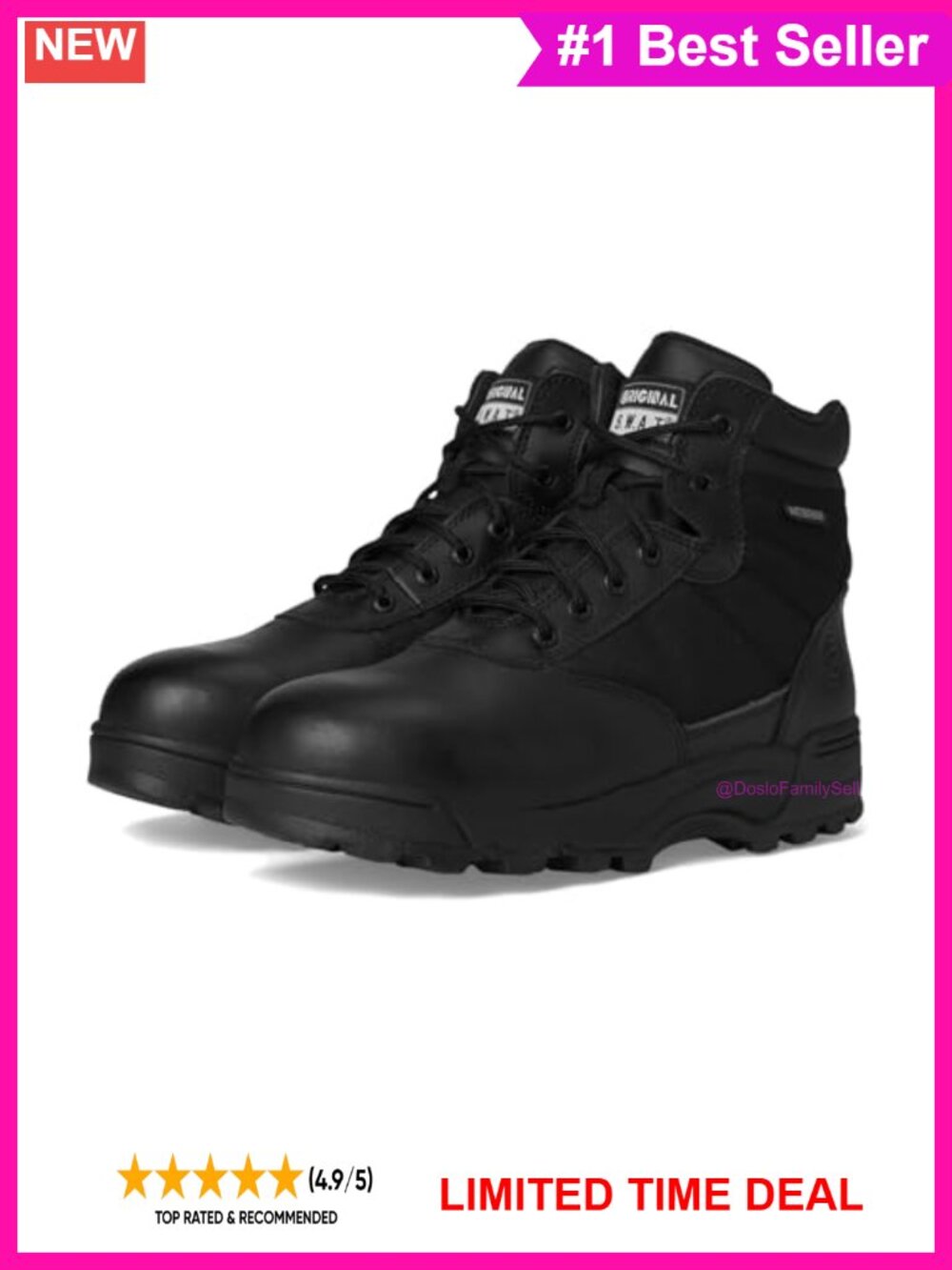 Waterproof Leather Tactical Work Boots Side Zip Composite Safety Toe 6"